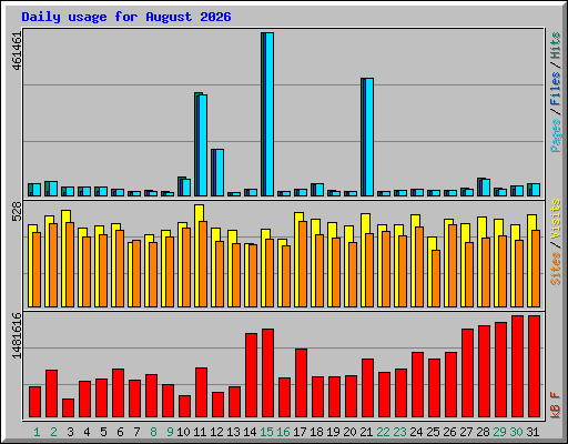 Daily usage for August 2026